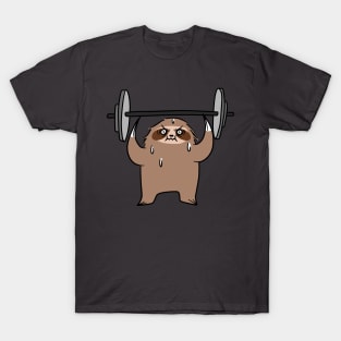 Sloth Lifting Barbell with Weights T-Shirt